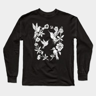 Wild Hummingbirds & Flowers, Magical Nature, Witchy, Goth Long Sleeve T-Shirt